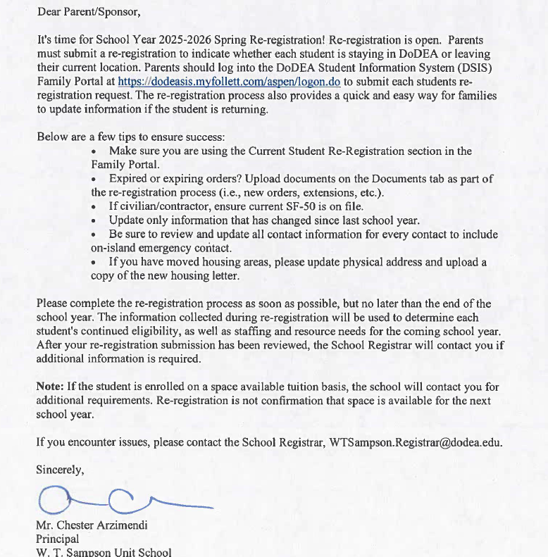 spring reregistration 
